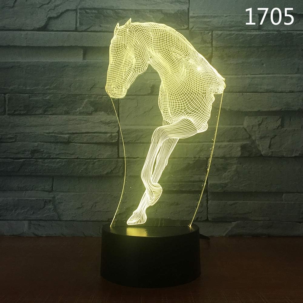 3D Night Light,USB LED Night Lamps,7 Colors Change Lighing,Multi Horse Night Lamp Acrylic Laser Stereo Illusion/Souvenir Gifts Beautiful Bedroom Lighting