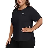 MoFiz Women's Plus Size Workout Tops Short Sleeve Running Shirts UPF 50+ Hiking T-Shirts Quick Dry Athletic Top