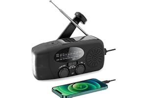 PUYINII Emergency Weather Radio AM/FM/NOAA with 2000mAh, Portable Hand Crank Radio with Phone Charger, USB Charged, 3 LED Flashlight, Emergency Battery Radio with SOS for Indoor/Outdoor Emergency (Black)