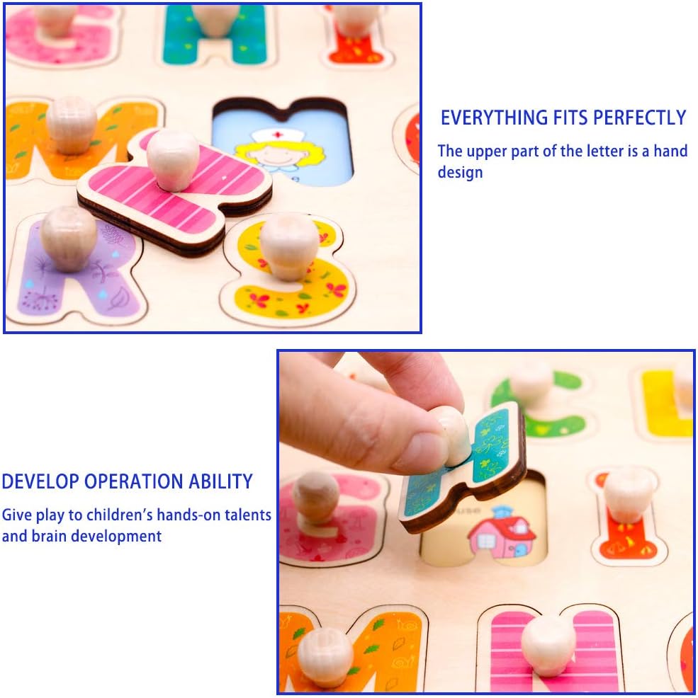 Nuheby Puzzle Bambini Alfabeto Giocattoli Legno 3 4 Anni Gioco Incastri In Legno Lettere Alfabeto Baby Educativo Peg Puzzle Incastro Set Regalo Per Bambina Bimbo Ragazza Ragazzo Amazon It Giochi E Giocattoli