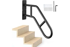 REPUSKOR Handrails for Outdoor Steps,Stair Railing Indoor 1-3 Step，Hand Rails for Elderly, Porch Railing & Deck Hand Rail Wall Mount Stair Hand Grab Bars, U-Shape Safety Handle for Garage, Porch, Garden