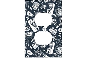 SPTVAN Vintage Video Game Duplex Outlet Cover Decorative 1 Gang Receptable Switch Wall Plate Electrical Faceplate for Boys Kids Bedroom Nursery House Living Room Decor