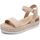 DREAM PAIRS Women's Platform Espadrilles Wedge Sandals, Comfortable Open Toe One Band Sandals for Women Dressy Casual Summer