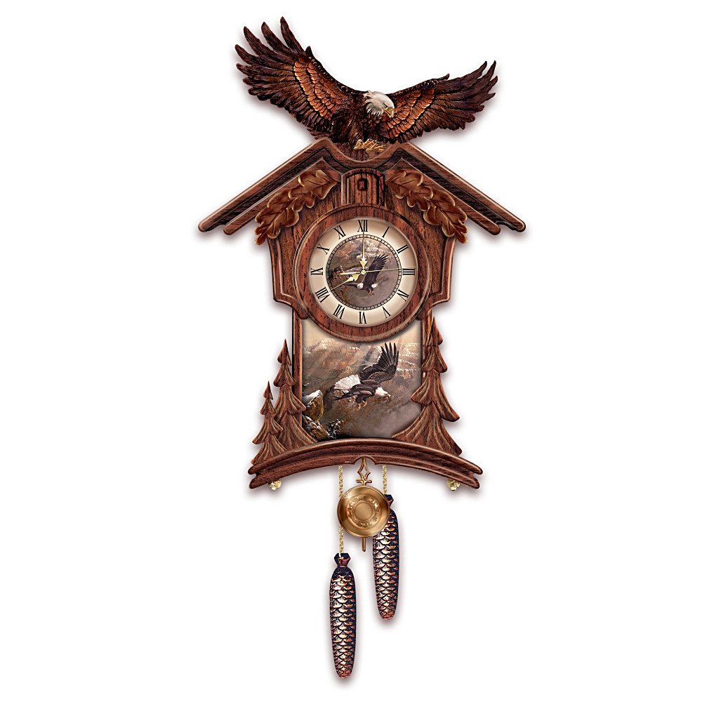 Timeless Majesty Collectible Cuckoo Clock With Bald Eagle