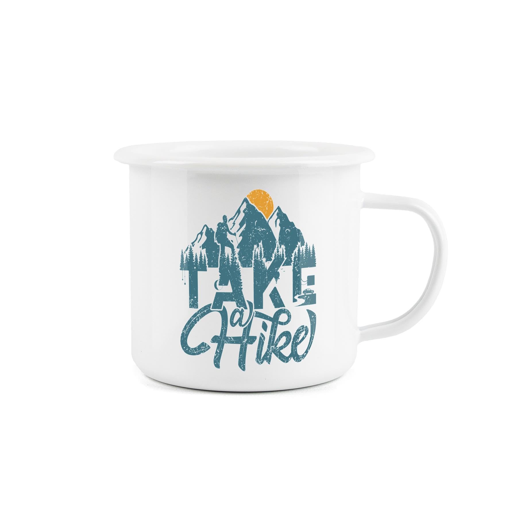 Hiking Enamel Mug - Take a Hike Mountains Novelty Durable Hot Drinks Outdoor Cup for Travel Picnics Home Hiking