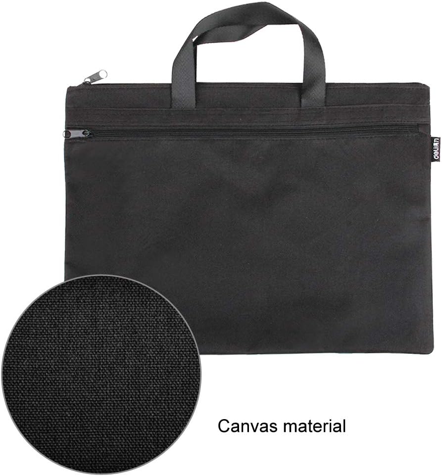EQLEF Office Document Bag, Men Briefcase File Case Portable A4 File Zipper Bag Black 1 Piece (Black), Large - Image 5