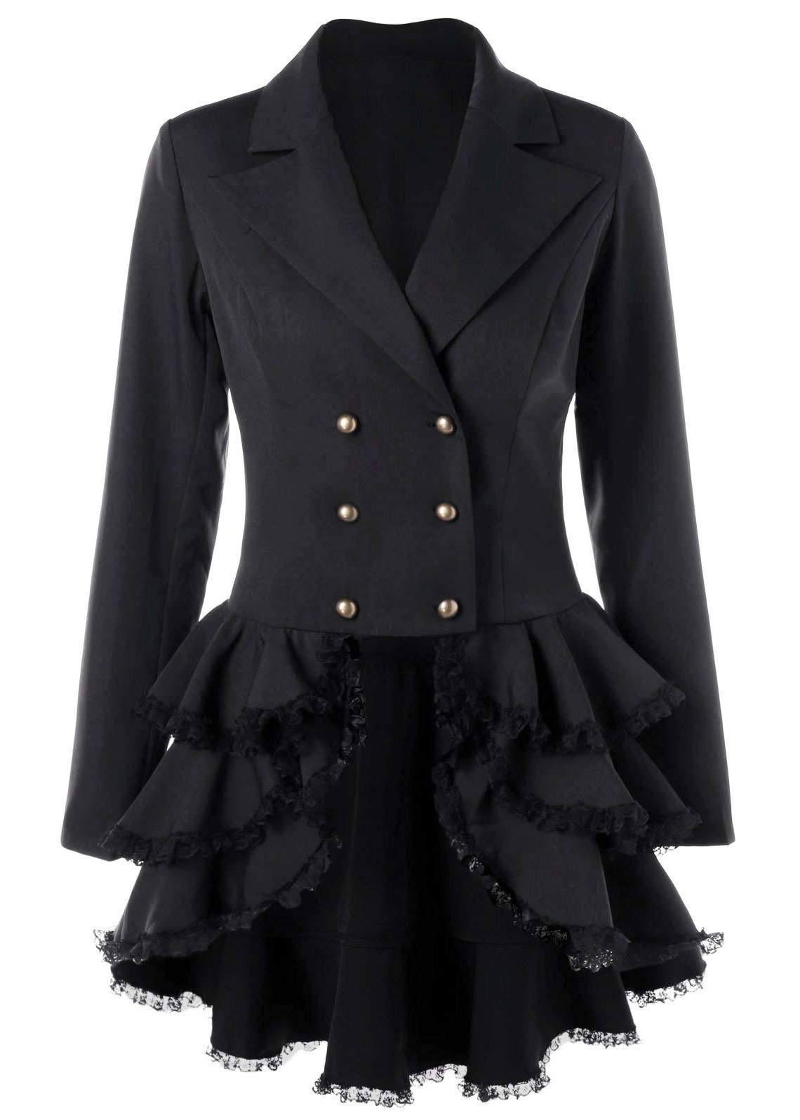 Nihsatin Women Double Breasted Victorian Steampunk Blazer Coat Jacket