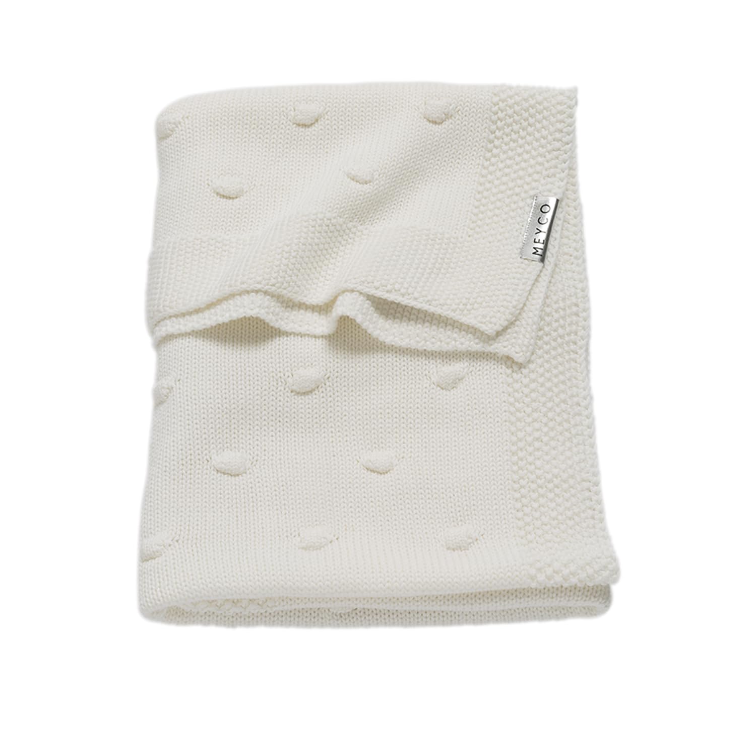 Meyco 2733050 Knitted Baby Blanket with Knots 75 x 100 cm White