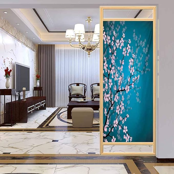 Vinilo adhesivo adhesivo para ventana, diseño de flores rosadas verde