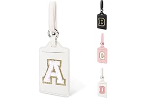 IZUZTA Initial Luggage Tag A for Suitcases TSA Approved, PU Leather Personalized Letter Luggage Tags with Privacy Cover Name Card, White Cute Monogrammed Travel Backpack Tags for Women Kids(1 Pack Letter A)