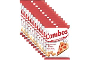 COMBOS Cheese Snacks - Pepperoni Pizza Pretzel Baked Snack Packs, Cheese Crackers Snacks, 6.3-Ounce Bag Bulk Box (Pack of 12)