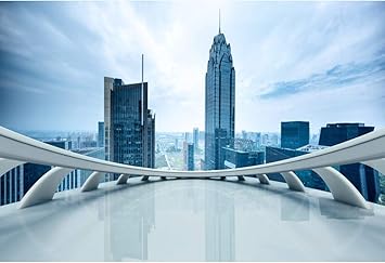 Amazon Com Dorcev Modern City Cityscape Landscape Photography Backdrop Sunrise City Skyline Skyscraper Platform Blue Sky Technology Tower Science Fiction Theme Background Kids Adult Photo Studio Props Camera Photo