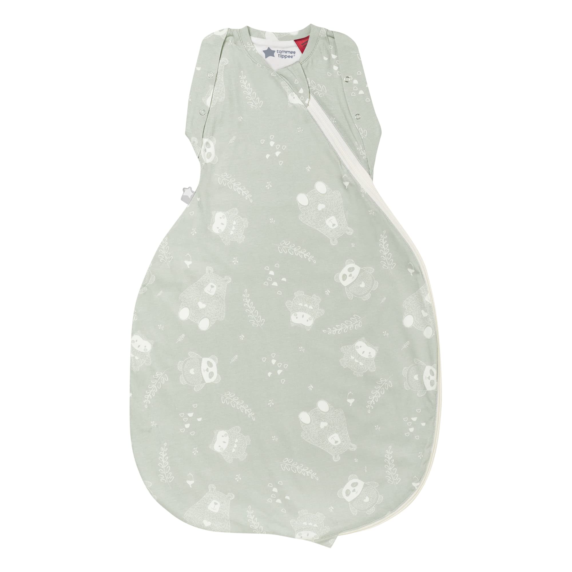 Tommee Tippee Swaddle Bag, 3-6m, 2.5 Tog for 16-20°C, Woodland Gro Friends Sleeping Bag, Soft Cotton-Rich Fabric, Healthy Hip Development Design, Bottom to Top Zip