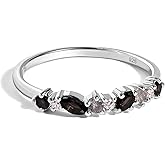 Moon Magic | Black Obsidian Ring | Onyx Ring for women Multi Color/Real 925 Sterling Silver | 18k Rose Yellow Gold Birthstone Rings for Women/Genuine Gemstones