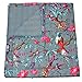 The Ethnic Crafts Grey Kantha Quilt, Indian Kantha Blanket, Queen Quilt, Bird Print Kantha Throw, Handmade Kantha Embroidered Bedspread,