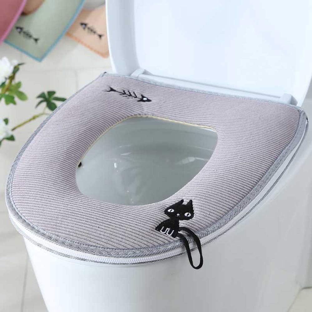 Best bathroom toilet seat warmer cover washable (black)