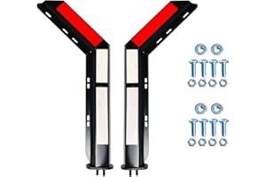ANAQA 2 Pack Angled Mudflap Hangers Brackets Mud Flap Holder Mounting Kit 30" Length Spring Loaded with Reflective Tapes fit for 1-1/8" Bolt Spacing Semi Trucks, Black