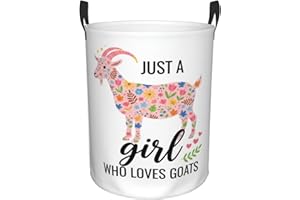 Large Laundry Hamper - Goats Floral Collapsible 62L Round Storage Bin for Kids Toys, Clothes, Waterproof Tall Baby Nursery Ba