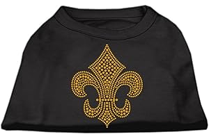 MIRAGE PET PRODUCTS Pet Dog & Cat Shirt Rhinestone, "Gold Fleur De Lis" Black SM (3-6 lbs.)