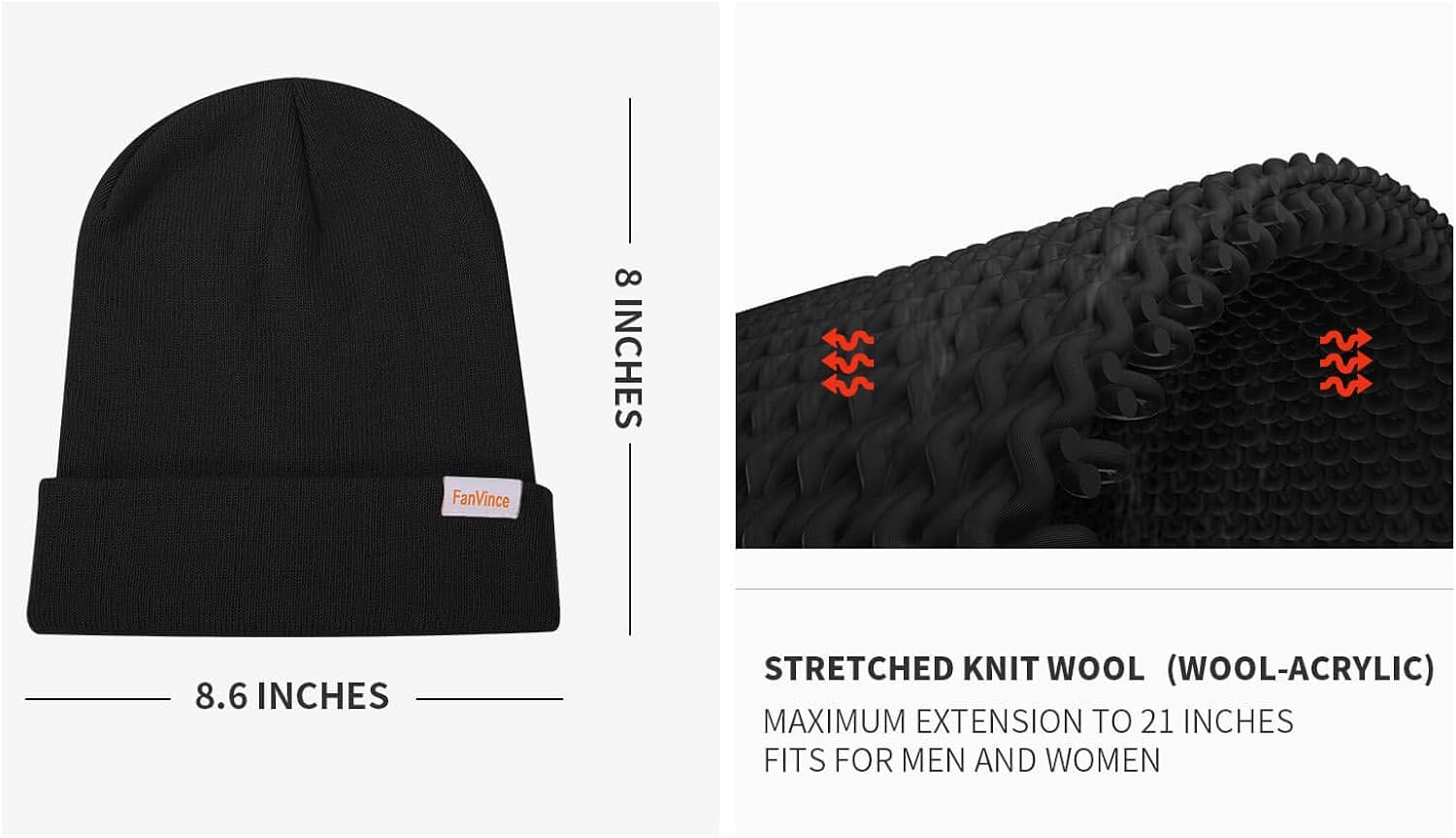 FANVINCE Beanie for Men Black at  Men’s Clothing store