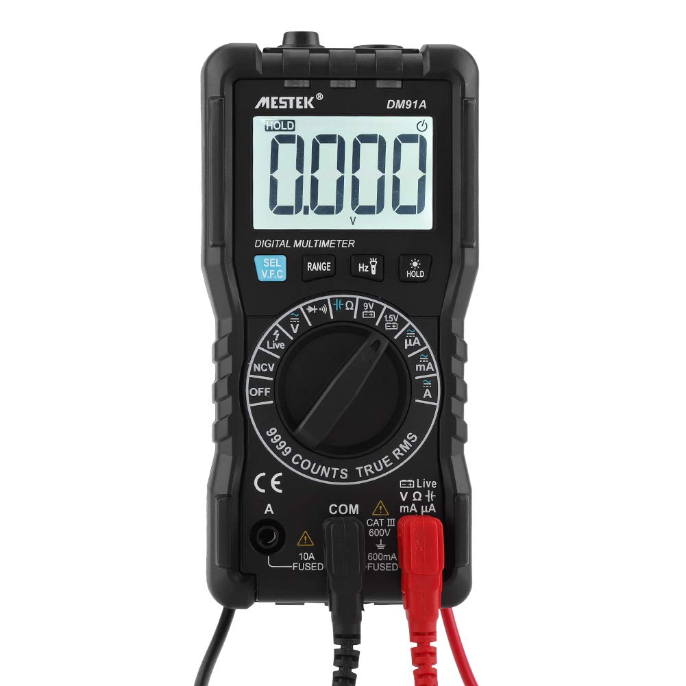 KIMISS Digital Multimeter,DM91A High Precision Mini AC/DC Voltmeter 9999 Counts Tester Blow Alarm-FireWire Identification-VFC-NCV Non-Contact Voltage Detection-Backlight Flashlight Lighting