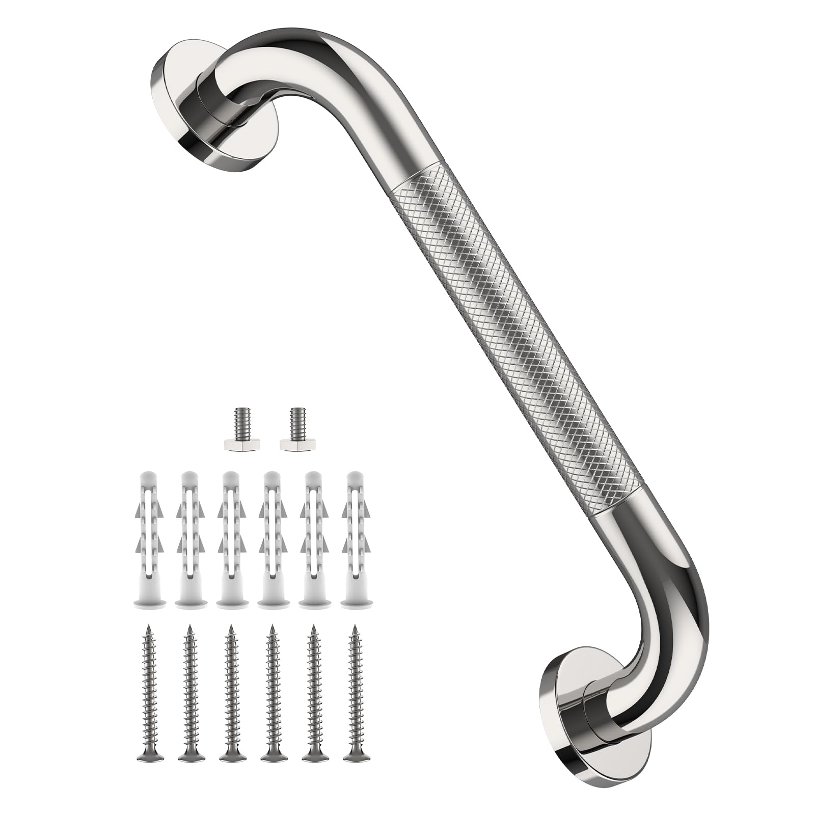 Photo 1 of 12 Inch Stainless Steel Chrome Shower Grab Bar, ZUEXT Bathroom Balance Bar, Safety Hand Rail Support, Handicap Elderly Injury Senior Bath Assist Handle