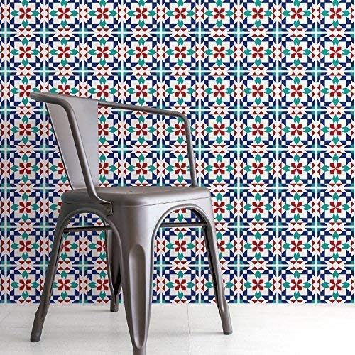 Walplus Wall Stickers Removable Self-Adhesive Mural Art Decals Vinyl Home Decoration DIY Living Bedroom Kitchen Décor Wallpaper Gift Marrakech Tiles Wall Stickers - 20 cm x 20 cm - 12pcs