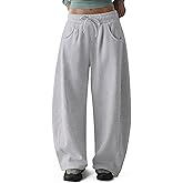 HeSaYep Women's Fleece Lined Sweatpants Barrel Leg Baggy Sweat Pants Winter Thermal Cotton Pants with Pockets