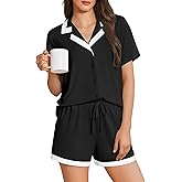 Ekouaer Womens Pajama Sets Short Sleeve Sleepwear Button Down Pjs Soft Comfy Loungewear S-XXL