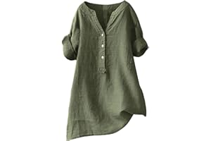 PIFAME Linen Shirt for Women Breathable Tops Loose Crewneck Tops Womens Daily t Shirts Summer Shirts for Women 2024
