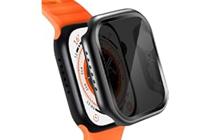KUYUBMINYR 2 Pack Privacy Case for Apple Watch Screen Protector, Anti-Spy Tempered Glass Film Apple Watch Cover Hard PC Case Bumper for iWatch Series 6/5/4/SE 2ND GEN - Black/Black 44mm
