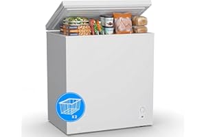 2.7 Cu.Ft Chest Freezer, Small Compact Deep Freezer with Adjustable 7 Thermostat,2 Removable Baskets, Energy Saving, Quiet Top Open Door Mini Meat Freezer with LED Light for Garage Outdoor Home Office - 1
