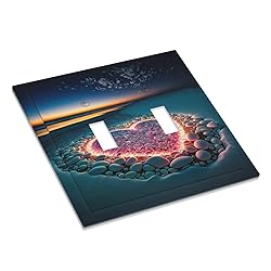Beach Pink Love Night Scene Double Toggle Light
