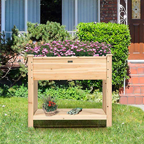 Giantex Raised Garden Bed, Elevated Wood Planter Box Stand, Planter