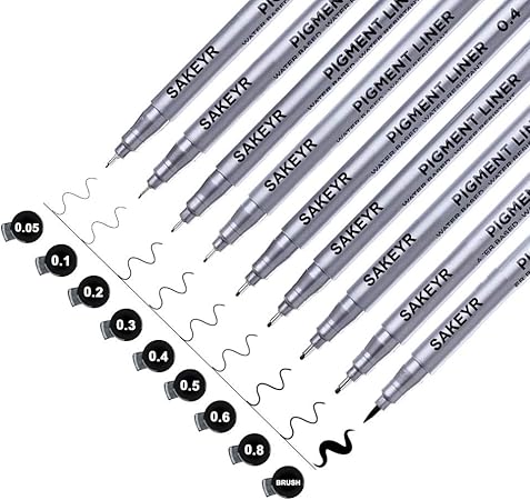 Amazon ブラックファインライナー インクペン 防水 アーカイブインク ドローイングペン スケッチ ドキュメント アニメ コミック アーティスト イラスト ファインチップ アート マイクロペン ブレットジャーナリング キッズ 学校用品 筆ペン 文房具 オフィス用品