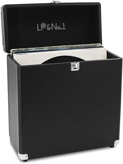 Amazon Lp No 1 ビニールレコード収納ボックス ポータブルレコードキャリーケース ビニールアルバム30枚以上用 ブラック ターンテーブル 楽器 音響機器