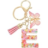 uxcell Initial Letter Keychains, Cute Butterfly Pendant Accessory for Women, Key Ring for Purse Handbags Backpack