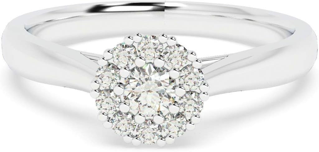 White Gold Cluster Set Round Like 1.00ct Sparkling Diamond Daisy Cluster Ring 6mm