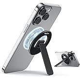 MagSync Magnetic Phone Stand for Mag-Safe, 3 in 1 Phone Grip Holder with Kickstand, Ultra-Thin, Adjustable Angle & Pocket Portable - Black