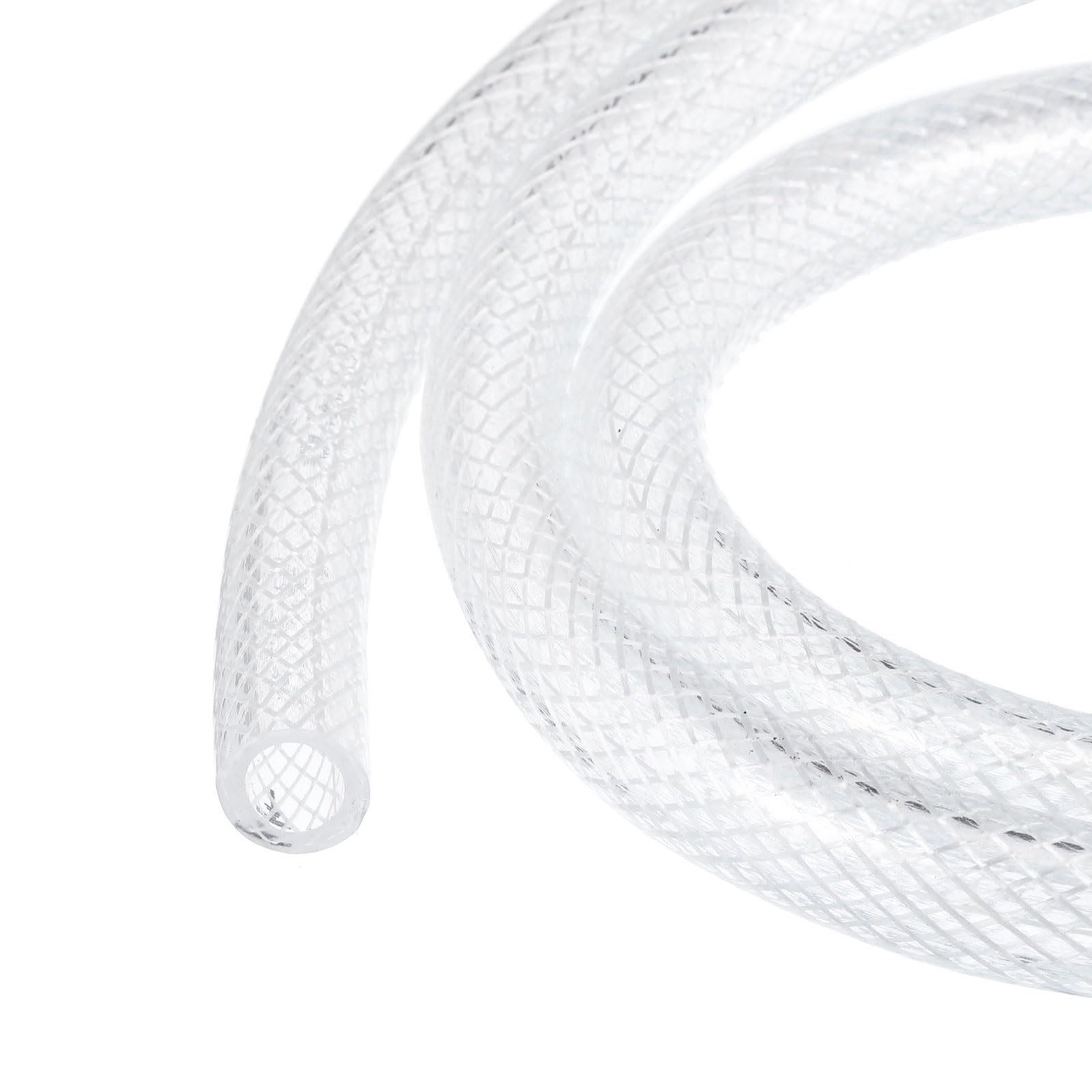 Rebower 10ft 9.5x12.7mm Braided Clear Plastic PVC Tubing High Pressure Flexible Reinforced Vinyl Tube, [for Garden Irrigation, Water Hose, Fish Tank, Water Transfer] - 3/8" x 1/2"