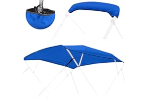 Caminor 4 Bow Bimini Top Replacement Canvas with Light Hole and Storage Boot,Bimini Top Canvas Only Without Frame,900D Heavy Duty Waterproof, 8'L 85"-90" W Blue
