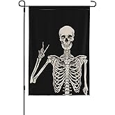Axxitude Skull Garden Flag Vertical Double Sided 12x18inch Funny Skeleton Small Garden Flag for Outside Farmhouse Seasonal Holiday Yard Decor