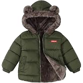 MTXXTZ Toddler Winter Puffer Coats Hooded Bear Ears Fleece Jackets 1-6Y | Thick Hooded,Boys Girls Warm Sherpa Lined Jacket,Baby Padded Coat Outwear,Winter Outer Clothing For Kids
