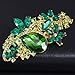 SANWOOD Luxury Waterdrop Flower Brooch Rhinestone Broach Pin Crystal Breastpin (Golden + Green)