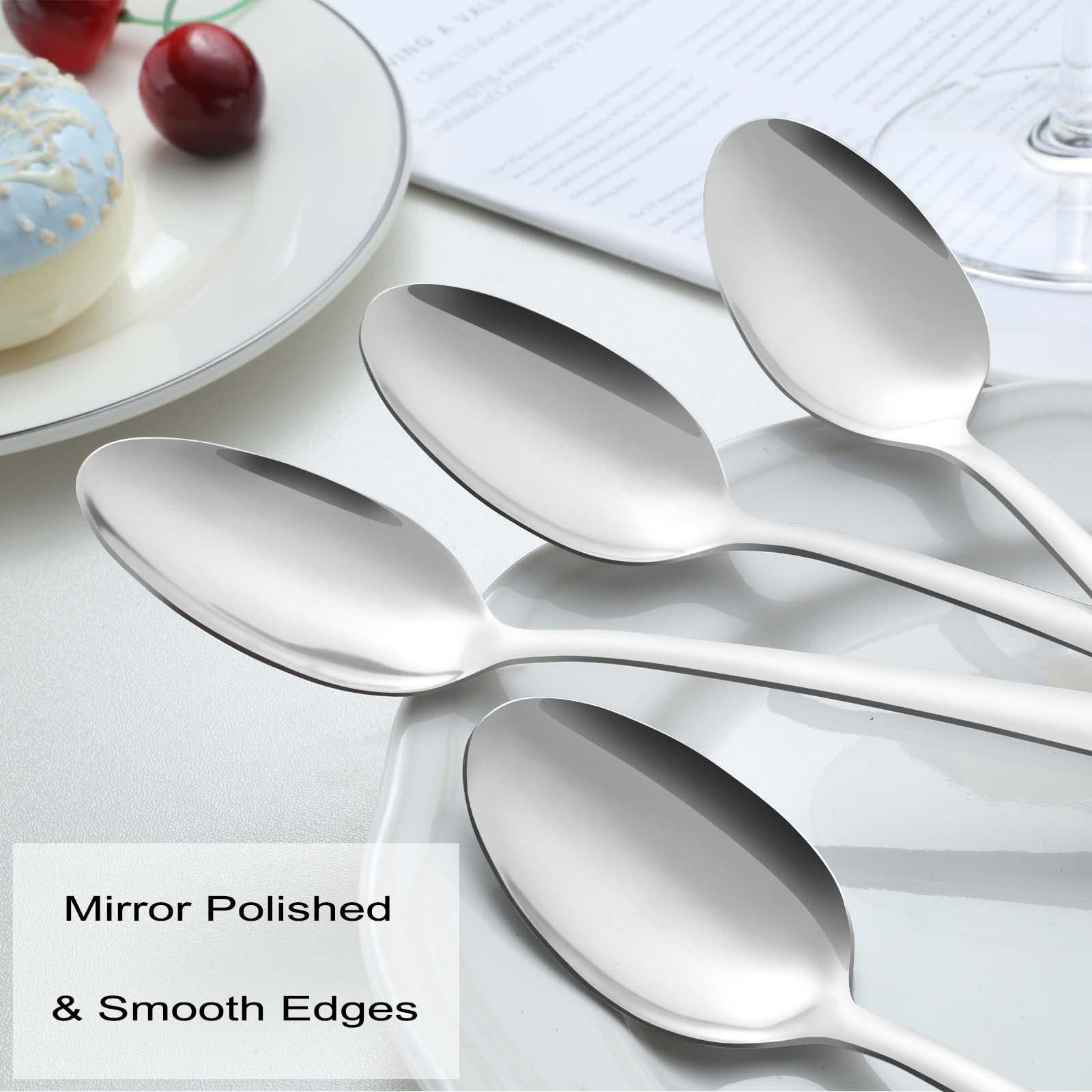 Pleafind 36-Pcs Dinner Spoons Set (7.4 inch), Spoons Silverware, Stainless Steel Spoon, Mirror Polished Tablespoon, Silverware Spoon for Home, Kitchen, Restaurant, Dishwasher Safe
