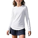 Auranso Girls Long Sleeve Athletic Shirts Quick Dry Lightweight Kids Curved Workout Tops Yoga Gym Tees Active Sport Clothes