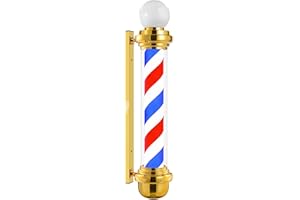 WDZD 45'' Barber Pole Light, Golden Rotating Hair Salon Open Sign, Wall Mount, Save Energy