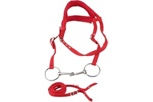 Hobby Horse Bridle Horse Bridle English 24×24×6cm Horse Bridle Rein Harness Headstalls with Soft Cushion Red