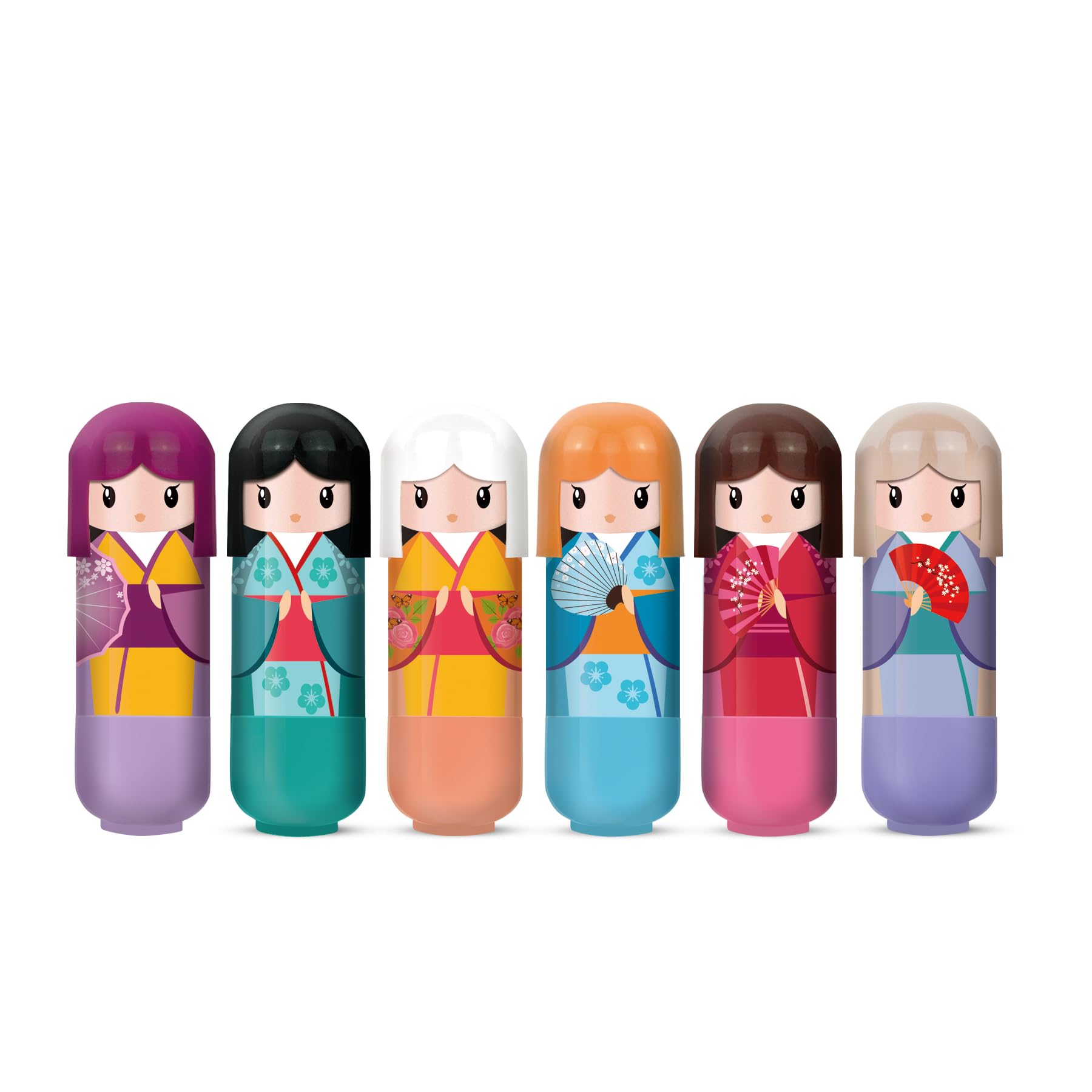 Kids Lip Balm Set Flavoured Doll Lip Balm 6 Pack, Natural Moisturising Repairing Lip Balm Protection 6 Different Scents