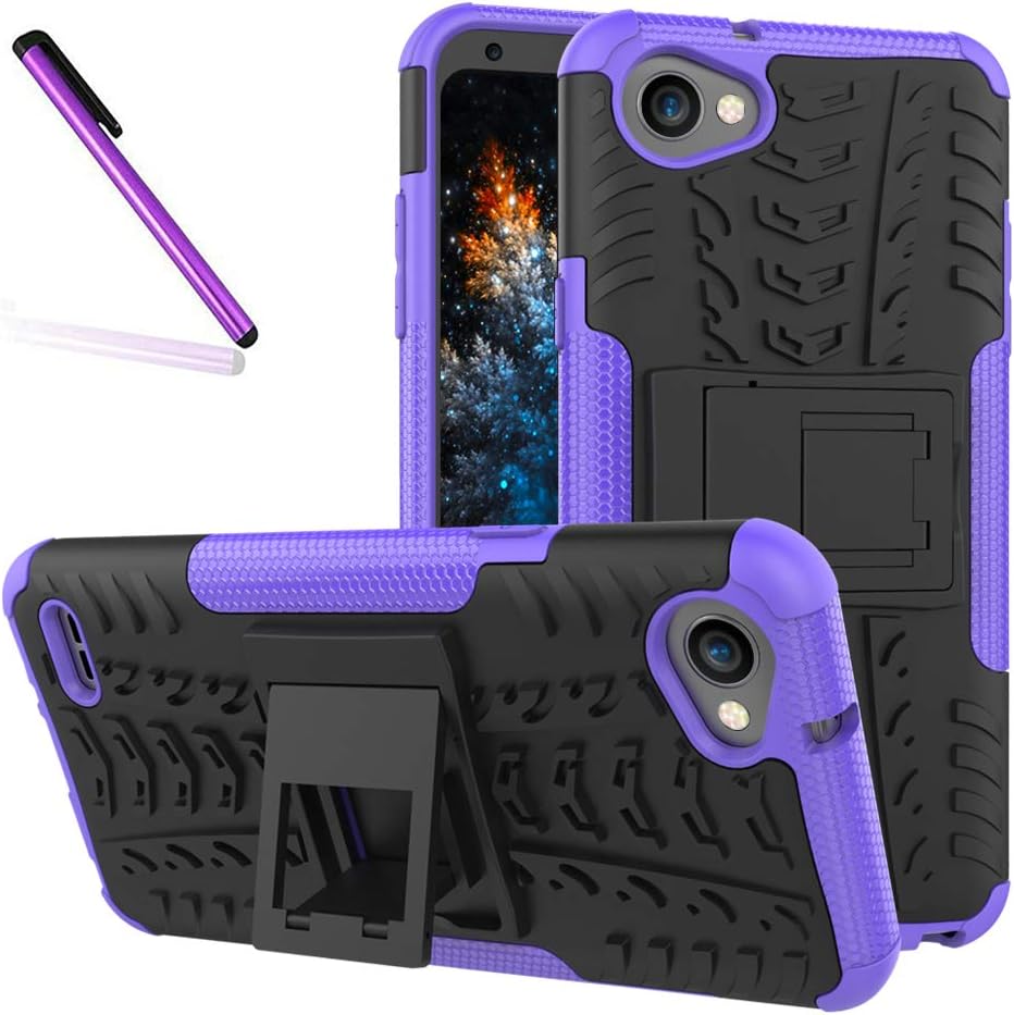 COTDINFORCA Case for LG Q6 Tyre Pattern Design Heavy Duty Tough Protection Case with Kickstand Shock Absorbing Detachable 2 in 1 Case Cover for LG G6 Mini/LG Q6 / LG Q6 Plus. Hyun Purple
